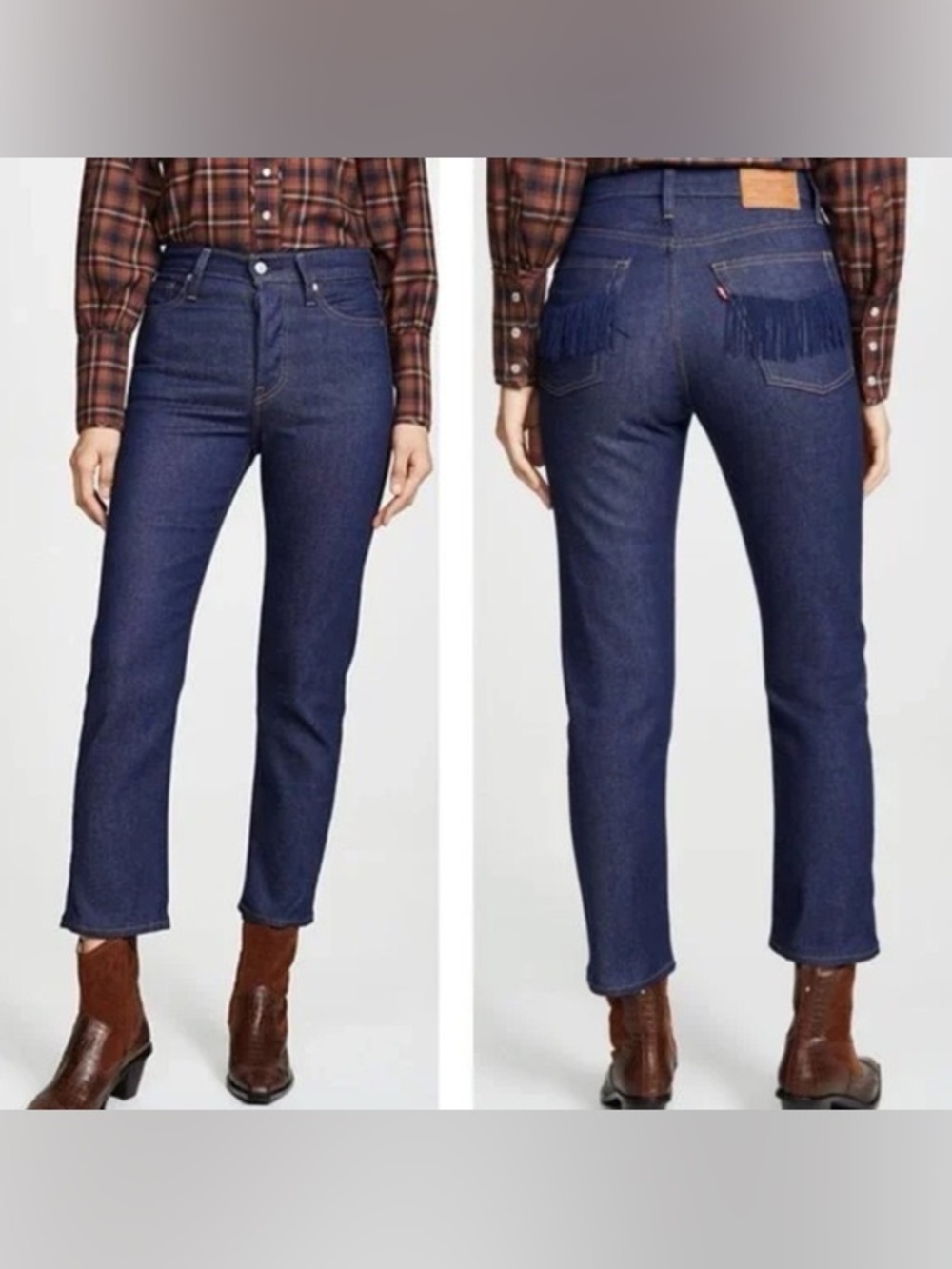 Levi's Dark Blue Straight Leg Jeans with Back Fringe